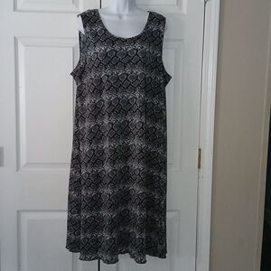 JPLA ribbed crinkle stretch sleeveless snakeskin print dress dress Sz 3X
